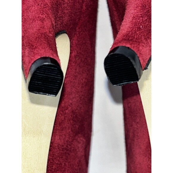 Enzo Angiolini Red Suede Pleated Toe With Bow Woman’s Heels Size 9.5 M - Picture 14 of 15
